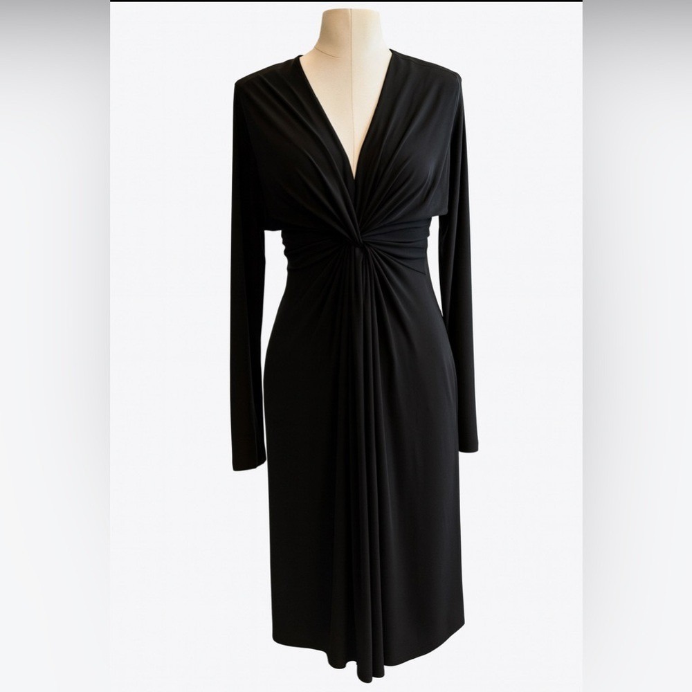 NWT New York & Company Black Wrap Dress Medium Office Siren Dark Feminine LBD